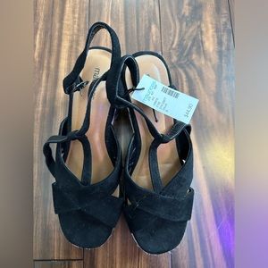 Maurice’s black open toed wedges side 8 new with tags